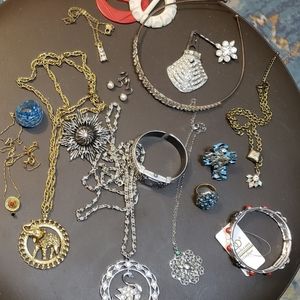 Jewelry Lot Vintage Estate Lot Elephants Swan Rhinestones